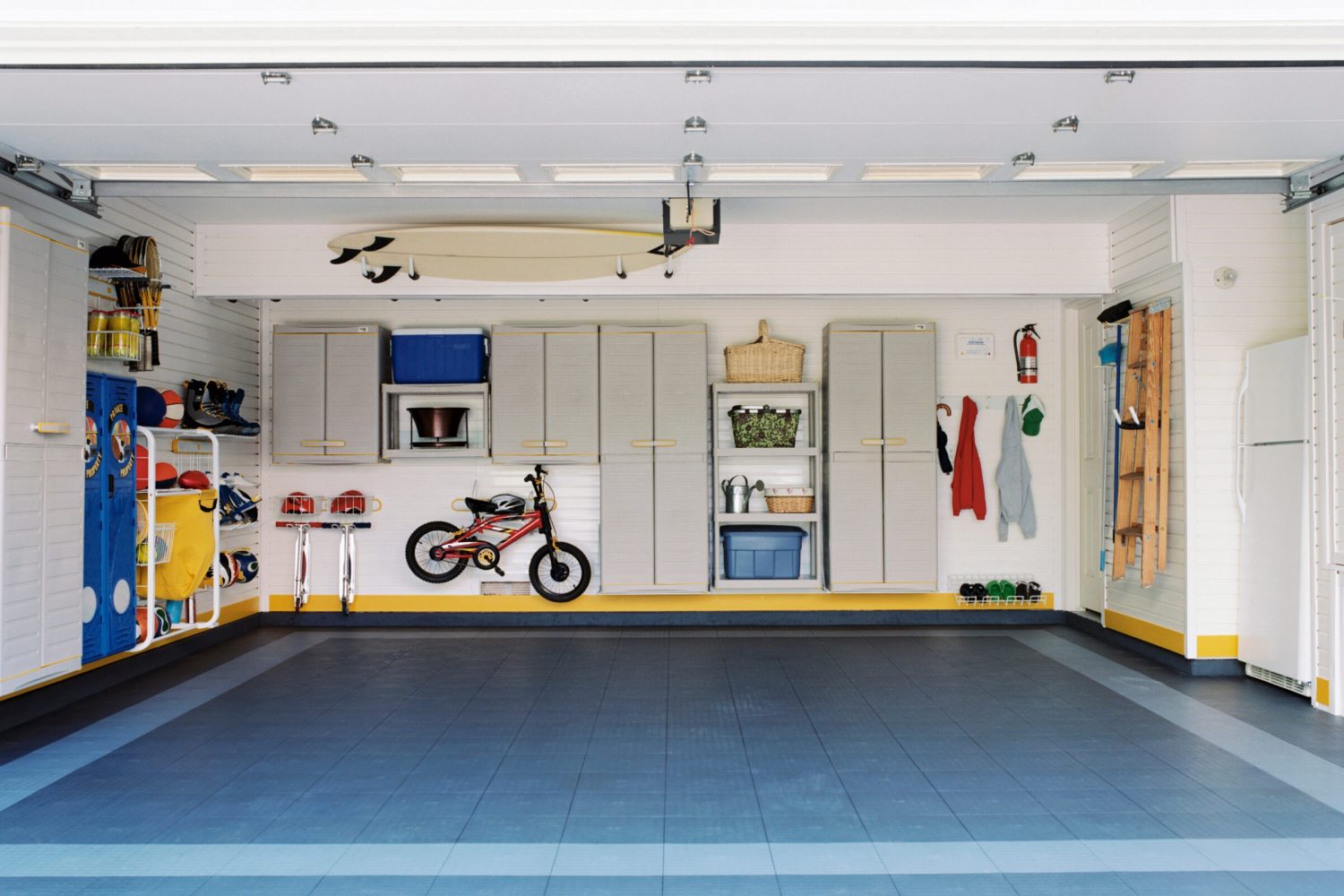 A clean, finished garage interior